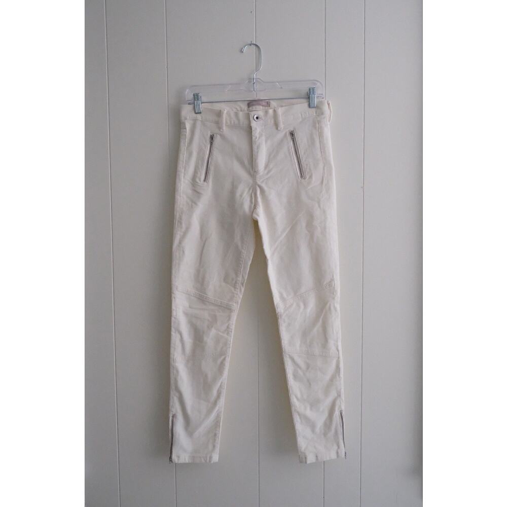 Banana Republic White Corduroy Womens Size 28 Tapered Front Zippers Pants NWT